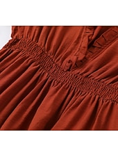 abordables Vestido Boho Occidental-Mujer Vestido Midi Vestido bohemio Vestido occidental Moda Moderno Exterior Vacaciones Festivos Ajuste regular Plano Manga Larga Escote en Pico Naranja Verano