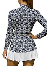 economico Camicia Donna-Per donna Geometrico Cerchio Maglietta sportiva Polo da golf Maglia da tennis Maglietta da tennis Manica Lunga Cerniera Floreale UPF50+ Resistente ai Raggi UV Alta elasticità Traspirante Tennis Golf