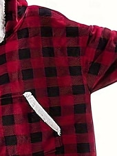 halpa Aktiivinen Parka-Naisten Pullover-huppari Hupparit Skottiruutukuvio Katutyyli Vapaa-aika Pitkähihainen Hupullinen Tavalliset topit Katu Pyhäpäivä Bile Tasku Rubiini Talvi