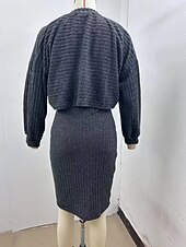 levne Pletené šaty-Dámské Sada šatů Slip Dress Na běžné nošení Semiformální šaty Bez vzoru Design Mini šaty Dlouhý rukáv Tričkový Venkovní Rande Černá Nebeská modř Meruňková Jaro Podzim Běžný