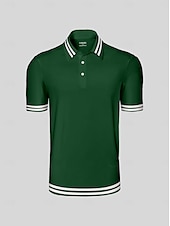 halpa Miesten golfvaatteet-Miesten Poolopaita Tumman vihreä Lyhythihainen Topit Golfasut Vaatteet Asut Wear Apparel
