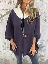 preiswerte Trenchcoats-Damen Mantel Freizeitjacke Warm Bequem Patchwork Reißverschluss Mode Modern Lässig Farbblock Ausgehen Wochenende Reisverschluss Regulär Stehkragen Normale Passform Dreiviertelarm Oberbekleidung