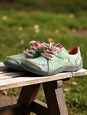 abordables Baskets femme-Chaussures décontractées à lacets en cuir violet pour femmes – Chaussures rétro confortables faites à la main pour le quotidien, les voyages et les activités de plein air