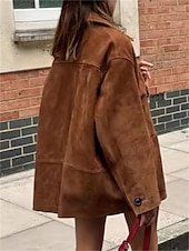 billige Kåper og trenchcoats-Dame Frakk Bekvem Lomme Knapper Mote Gate stil عادي utendørs Fritid / hverdag Normal Aftæpning Normal Langermet Yttertøy Brun Vår Høst