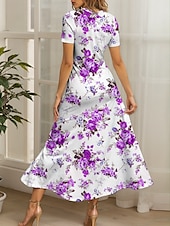 preiswerte Blumenkleider-Damen Maxikleid Strickkleid Freizeitkleid A Linie Kleid Sommerkleid Elegant Urlaub Lässig Normale Passform Blumen Grafik Kurzarm Quadrathals Rundausschnitt Schwarz Gelb Rote Blau Sommer Frühling