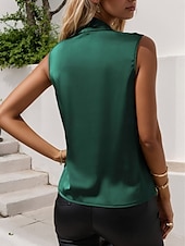 economico Top sexy da donna-Per donna Canotta a canotta Semplice Elegante Moderno Senza Maniche Scollo a Cascata Top Regolari Quotidiano Ferie Arricciato Vino Blu Verde Estate