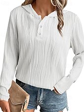 economico Felpe e Sweatshirt Texturizzati-Per donna Felpa con cappuccio Semplice Streetwear Casual Comodo Manica Lunga Con Cappuccio Top Regolari Streetwear Ferie Uscire Bottoni Bianco Rosa Beige Autunno