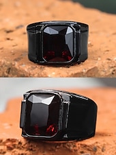 ieftine Bijuterii pentru bărbați-Inel bărbătesc negru din aliaj cu piatră prețioasă pătrată neagră – inel elegant și elegant pentru ținute casual și de seară