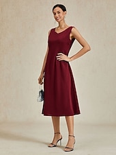 cheap Cocktail Dress-Women&#039;s Midi Dress Sheath Dress A Line Dress Elegant Wedding Party Wedding Guest Regular Fit Solid Color Sleeveless V Neck Gray Pink Black Burgundy Navy Blue Summer Spring Fall Winter