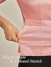 billige Dressy topper-Dame Bluse Kveldstopper Elegant metallic Stilfull 3/4 ermer V-hals Vanlige topper Bryllupsgjest Aftenselskap Semi-formelt knyte foran Solbelyst rose Vår, Høst, Vinter, Sommer