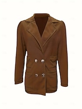 preiswerte Blazer &amp; Anzüge-Damen Blazer Bequem Atmungsaktiv Knöpfe Mode Modern Einfach Arbeit Täglich Regulär Umlegekragen Normale Passform Langarm Oberbekleidung Schwarz Weiß Rosa Frühling Herbst