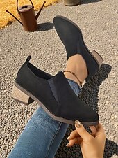 billige Slip-ons og loafers til kvinner-Brune damesko i semsket skinn med lav hæl – komfortabel, avslappet stil for turer utendørs, gårdsbesøk og hverdagsbruk