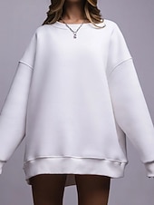 levne Jednoduché mikiny-Dámské Svetrová mikina Mikiny Bez vzoru Šik ven Na běžné nošení Dlouhý rukáv Tričkový Běžné topy ulice Dovolená Jdeme ven Bílá Světlá růžová Světle šedá Podzim Zima