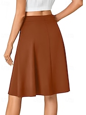 abordables Jupes unies-Femmes Jupe Occasionnel Au-dessus du genou Taille Basse Jupes Uni Avec Poches Micro-Élastique Vacances Rue Noir Rouge Bleu Marron Automne Polyester