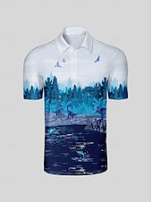 halpa Miesten golfvaatteet-Miesten Poolopaita Sininen Lyhythihainen Topit Golfasut Vaatteet Asut Wear Apparel