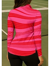 tanie Koszula damska-Damskie Geometryczny Koszula Koszulka sportowa Koszulka polo Koszulka do tenisa Długi rękaw Zamek Kwiaty UPF50+ Odporny na UV Wysoka elastyczność Odprowadza wilgoć Oddychający Siatkówka Bransoletka