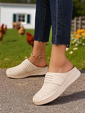 cheap Women's Clogs &amp; Mules-Women's Lightweight Perforated Mules – Breathable Slip-On Shoes for Walking, Travel and Daily Wear