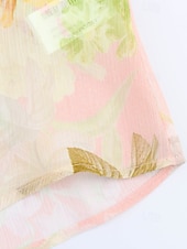 billige Blomstrete topper-Dame Skjorte Bluse Blomsternål i krystall Stilfull Moderne Langermet V-hals Vanlige topper Ferie Ut på byen Trykt mønster Rosa Høst