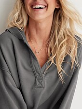 baratos Moletons e Sweatshirts Texturizados-Mulheres Pulôver Moletom Com Capuz Tecido Roupa de rua Casual Manga Longa Com Capuz Tops regulares Rua Feriado Fúcsia Cinzento Claro Cinzento Outono Inverno