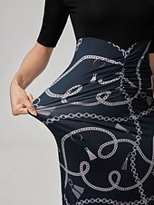 abordables Robes décontractées-robe queue de poisson colorblock à imprimé chaîne en lyocell