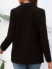 preiswerte Blazer &amp; Anzüge-Damen Blazer Bequem Atmungsaktiv Knöpfe Mode Modern Einfach Arbeit Täglich Regulär Umlegekragen Normale Passform Langarm Oberbekleidung Schwarz Rote Burgunderrot Frühling Herbst