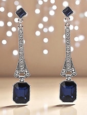 cheap Women&#039;s Earring-Women&#039;s 1920s Gatsby Drop Earrings - Art Deco Long Dangle Earrings with Blue Gemstones and Rhinestones for Roaring Twenties Parties