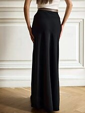 abordables Jupes unies-Femmes Jupe Moulant Mode Maxi Taille Basse Jupes Uni Micro-Élastique Soirée Rue Noir Blanche Kaki Gris Claire Automne Polyester