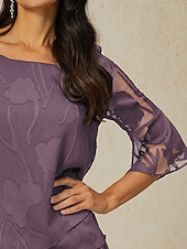 preiswerte Elegante Oberteile-Damen Spitzenbluse Bluse Elegante Oberteile Chiffon Tops Einfarbig Blumen Blume Elegant Stilvoll Dreiviertelarm Glockenärmel U-Boot-Ausschnitt Normale Oberteile Hochzeitsgast Arbeit Täglich