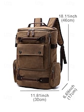 preiswerte Outdoor-Rucksäcke-Brauner Canvas-Rucksack für Herren mit Multi-Taschen-Design – Vintage-Reise-Laptoptasche für 15,6-Zoll-Geräte, ideal für Arbeit, Schule, Wandern und Wochenendausflüge