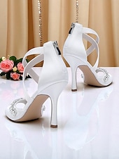 رخيصةأون كوكتيل-صنادل نسائية بكعب عالٍ ومقدمة مفتوحة من الأمام ومرصعة بأحجار الراين من الساتان - أحذية أنيقة بأشرطة متقاطعة للسيدات، مثالية لحفلات الكوكتيل والمناسبات الرسمية