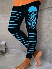 levne Halloween kalhoty-Dámské Legíny prázdniny Vinobraní Módní Plná délka Vysoký pasPantsHalloween Grafika Dýně Potisk Yumuşak Prodyšné Elastické Formální Venkovní Dovolená Bílá Vodní modrá Fialová Oranžová Léto Jaro