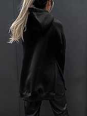 billige Enkle topper-Dame Pullover hettegenser-genser عادي Gatemote Fritid Langermet Med hette Vanlige topper Gate Ferie Lomme Svart Rosa Vin Beige Lyseblå Vinter