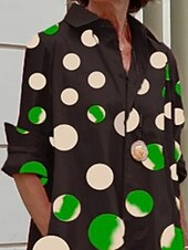 Damskie Sukienka midi Sukienka koszulowa Codzienne sukienki Moda Nowoczesny Codzienny Plaża Weekend Regularny Kropka Długi rękaw Kołnierzyk koszuli Zielony Wiosna Jesień tanie Drukuj kwiatowe sukienki-Damskie Sukienka midi Sukienka koszulowa Codzienne sukienki Moda Nowoczesny Codzienny Plaża Weekend Regularny Kropka Długi rękaw Kołnierzyk koszuli Zielony Wiosna Jesień
