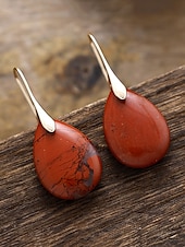abordables Boucle d&amp;#39;oreille pour femme-Boucles d&#039;oreilles en pierre naturelle en forme de larme pour femmes avec crochet en or - bijoux élégants faits à la main pour femmes pour vêtements décontractés, cadeaux et vêtements de style bohème