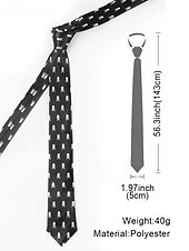 economico Accessori di Halloween-Cravatta da uomo con stampa ragnatela di Halloween – cravatta sottile in raso bianco e nero, elegante accessorio per feste, cosplay, eventi formali e abiti da ufficio per Halloween