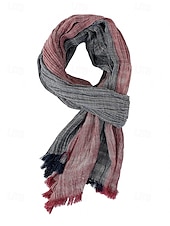 cheap Men&#039;s Ties &amp; Bow Ties-Men&#039;s Striped Cotton Scarf – Lightweight Soft Fringed Wrap for Fall &amp; Winter, Casual Vintage Style Shawl for Travel, Daily Wear &amp; Outdoor Activities