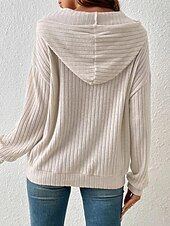 billige Teksturert hettegensere og sweatshirt-Dame Pullover hettegenser-genser عادي Gatemote Fritid Behagelig Langermet Med hette Vanlige topper Gate Ferie Ut på byen Lomme foran Svart Beige Grå Høst