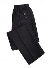 economico pantaloni eleganti da donna-Per donna Pantaloni Eleganti Streetwear Casual Lunghezza intera Naturale Semplice Tasca Elastico in vita Comodo Formale Ufficio Affari Nero Autunno Vestibilità regolare