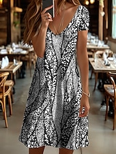 economico Abiti a Strisce e Geometrici-Per donna Mini Abito Vestito Estivo Abito a Maglia Vestito Casual Vestito T-Shirt Vacanza Casual Vestibilità regolare Grafico Geometrico Astratto Manica Corta Scollo a V Blu Bianco e nero Giallo Rosa