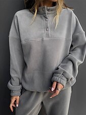 olcso Női pulóverek-Női Divat Utcai sikk Tracksuit Nadrág szettek Hosszú ujj Állógallér Sima Hétköznapi viselet Randi Fekete Burgundi vörös Szürke Tavasz &amp; Ősz Normál