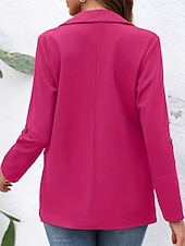 preiswerte Blazer &amp; Anzüge-Damen Blazer Bequem Atmungsaktiv Knöpfe Mode Modern Einfach Arbeit Täglich Regulär Umlegekragen Normale Passform Langarm Oberbekleidung Schwarz Rote Burgunderrot Frühling Herbst