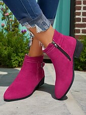 ieftine Botine-Pentru femei Cizme Zilnic Ghete Botine Cataramă Toc Jos Vârf ascuțit Clasic Casual minimalism Piele de Căprioară Imitație Fermoar Leopard Negru Muștar