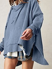 economico Felpe e Sweatshirt Texturizzati-Per donna Felpa con cappuccio Semplice Moderno Casual Manica Lunga Con Cappuccio Top Regolari Ferie Uscire Tasca Nero Blu Viola Marrone Beige Autunno