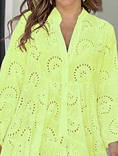economico Abiti Floreali Stampati-Per donna Mini Abito Abito in Pizzo Vestito Casual Moda Moderno Quotidiano Spiaggia Weekend Vestibilità regolare Semplice Manica Lunga Scollo a V Giallo Arancione Primavera Autunno