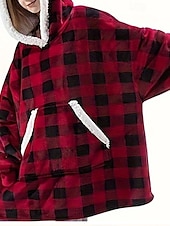halpa Aktiivinen Parka-Naisten Pullover-huppari Hupparit Skottiruutukuvio Katutyyli Vapaa-aika Pitkähihainen Hupullinen Tavalliset topit Katu Pyhäpäivä Bile Tasku Rubiini Talvi