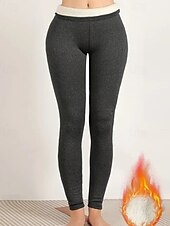 economico Leggings foderati in pile-Per donna Pantaloni in Pile Pantaloni Eleganti Leggings Streetwear Casual Lunghezza intera Naturale Semplice Elastico in vita Calore Termico Comodo Vacanza Uscire Nero grigio Grigio Grigio chiaro