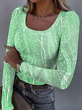 Недорогие Искусство и Дизайн футболка-Футболка для женщин с длинным рукавом рубчик графика квадратный вырез длинный рукав повседневный омбре абстракция винтажный стильный классика обычные топы повседневный принт синий фиолетовый золотой