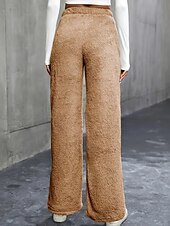 economico gamba larga e vita alta-Per donna Gamba larga Pantaloni Eleganti Streetwear Casual Lunghezza intera Naturale Semplice Elastico in vita Confortevole Ferie Uscire Weekend Grigio Nero Bianco Cachi Autunno Vestibilità regolare