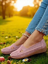 preiswerte Damenhausschuhe und -halbschuhe-Atmungsaktive Flyknit Cut-Out-Loafer für Damen – leichte, lässige Schlupfschuhe für Gartenarbeit und Outdoor-Aktivitäten