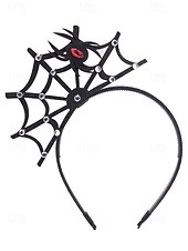 abordables Accessoires d&#039;Halloween-Serre-tête d&#039;Halloween en toile d&#039;araignée pour femme – Dentelle noire gothique avec motif rose rouge et araignée, polyester léger et plastique, parfait pour les fêtes costumées et le cosplay